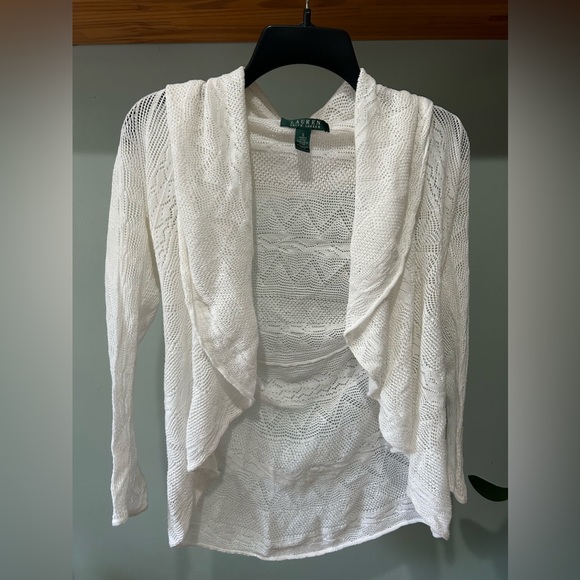 Lauren Ralph Lauren Tops - Ralph Lauren light weight white mesh like design cardigan top Sz S